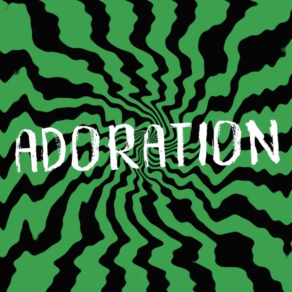 Adoration wording on Striped sun black-green background — Stock Photo, Image