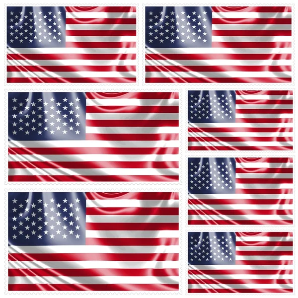 Stamp image of american flag seven piece — Stock Photo, Image