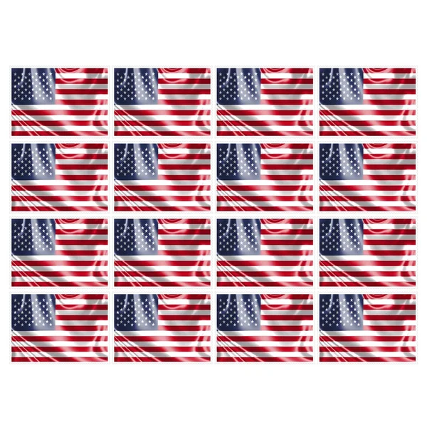 Друк зображень з американським прапором шістнадцять шматок — стокове фото
