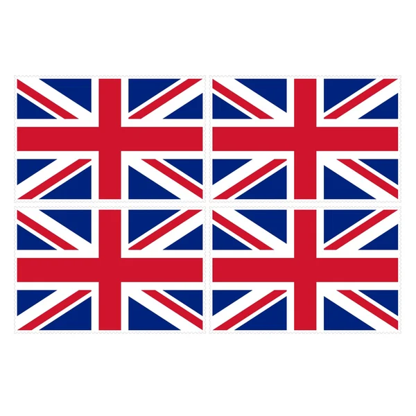 Imagem de carimbo da bandeira britânica quatro peças — Fotografia de Stock