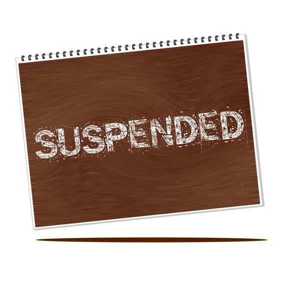 Suspended white wording on Notebook wood background — Stock Photo, Image