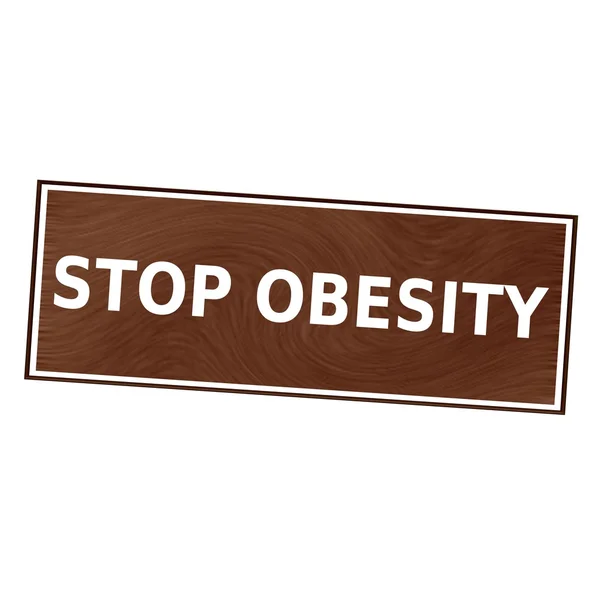 Stop obesity white wording on Brown wood background — Stock Photo, Image