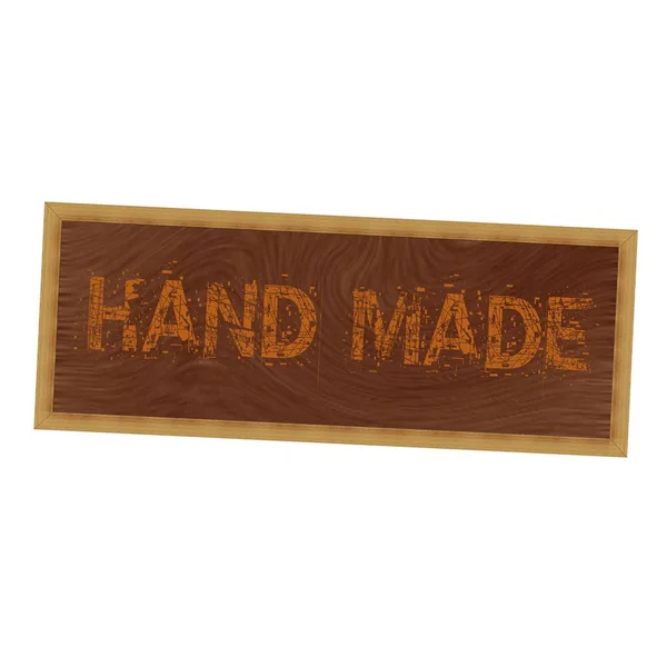 HAND MADE orange wording on picture frame wood brown background — Stock Photo, Image