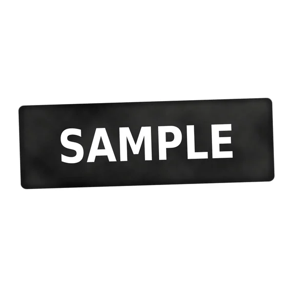 SAMPLE branco formulação em fundo preto — Fotografia de Stock