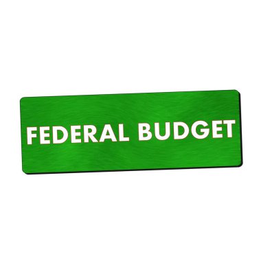 Federal bütçe beyaz açıklamalarıyla yeşil ahşap arka plan