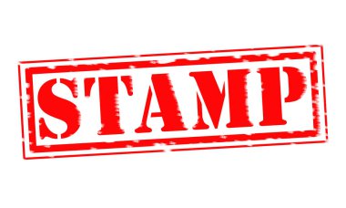 Pul kırmızı damga metni beyaz kağıt üzerinde