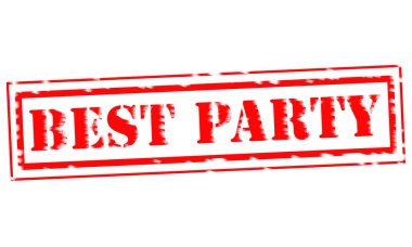 En iyi parti kırmızı damga metni beyaz kağıt üzerinde