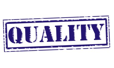 Kalite mavi damga metni beyaz kağıt üzerinde