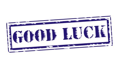 İyi şanslar mavi damga metni beyaz kağıt üzerinde