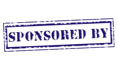 Damga metni beyaz kağıt üzerinde sponsor tarafından mavi