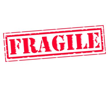 Kırılgan kırmızı damga metni beyaz kağıt üzerinde