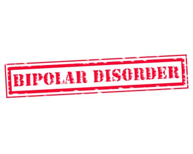 Bipolar bozukluk kırmızı damga metni beyaz kağıt üzerinde