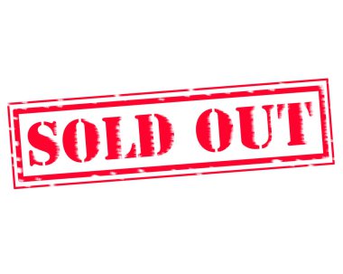 Satılan dışarı kırmızı damga metni beyaz kağıt üzerinde