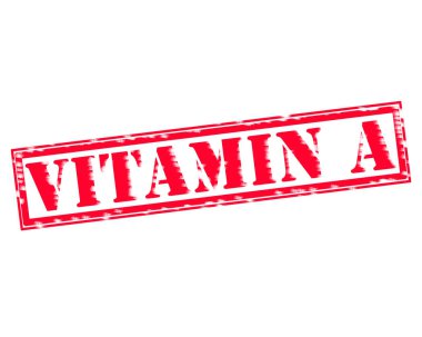 A vitamini kırmızı damga metni beyaz kağıt üzerinde