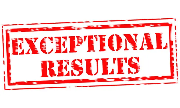 EXCEPTIONAL RESULTS Червоний штамп Текст на білому фоні — стокове фото