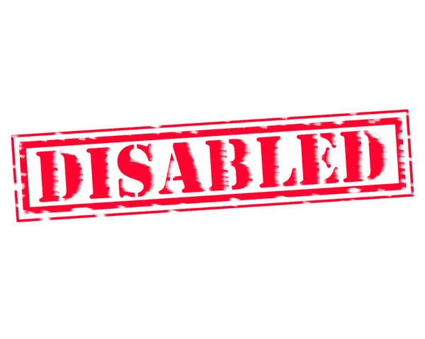 Niepełnosprawnych tekstu stempla czerwony na białym tła — Zdjęcie stockowe