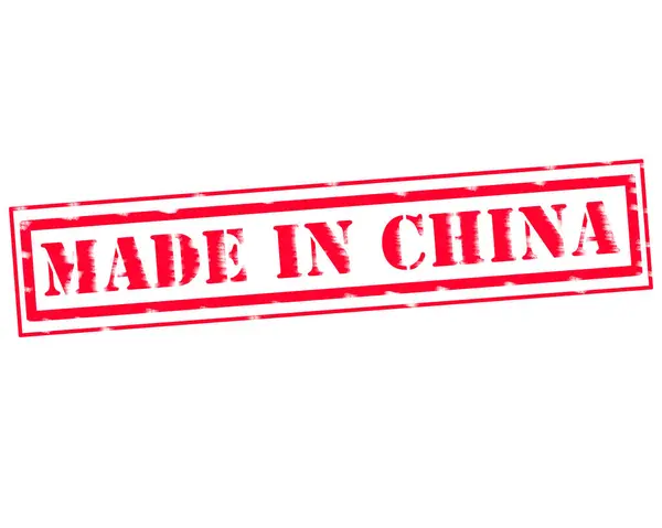 MADE IN CHINA timbro rosso Testo su backgroud bianco — Foto Stock