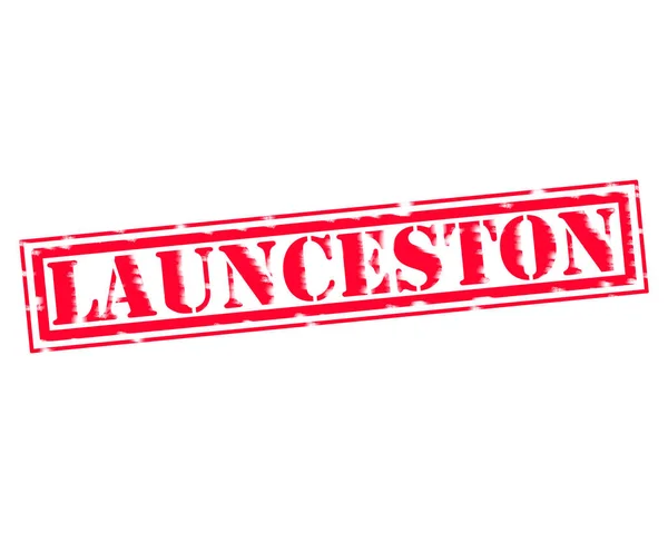 Launceston rode stempel tekst op witte achtergrondgeluid — Stockfoto