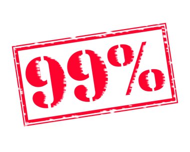 % 99 Kırmızı damga metni beyaz kağıt üzerinde