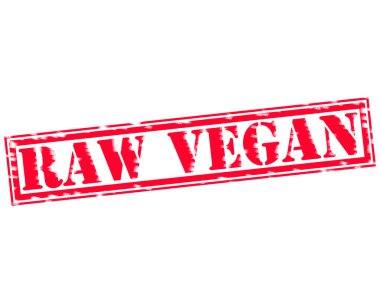 Çiğ Vegan kırmızı damga metni beyaz kağıt üzerinde