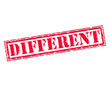 Farklı kırmızı damga metni beyaz kağıt üzerinde