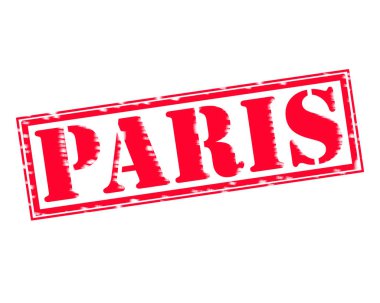 Paris kırmızı damga metni beyaz kağıt üzerinde