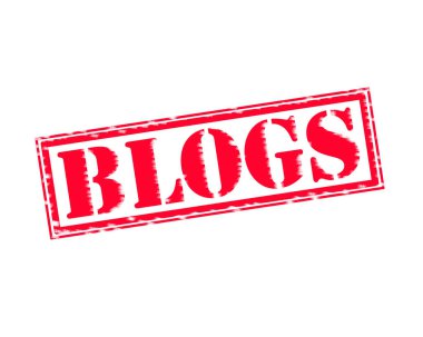 Bloglar kırmızı damga metni beyaz kağıt üzerinde