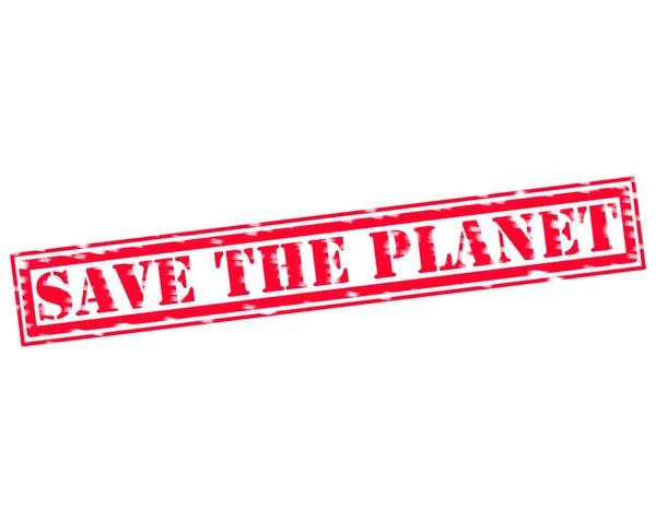 SAVE THE PLANET RED Stamp Text on white backgroud — Stok Foto