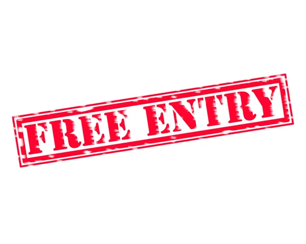 FREE ENTRY RED Stamp Text on white backgroud — Stock Photo, Image