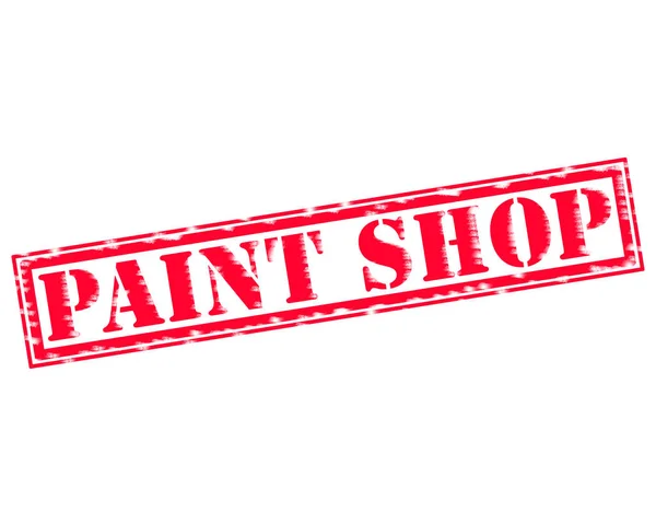 PAINT SHOP Timbre rouge Texte sur fond blanc — Photo