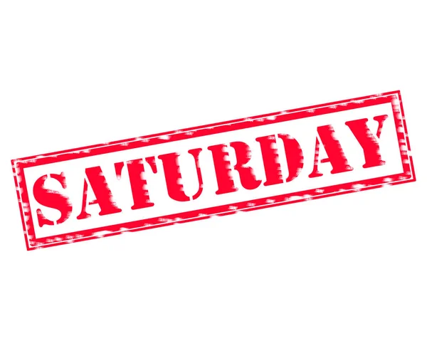 SATURDAY RED Stamp Text on white backgroud — Stock Photo, Image