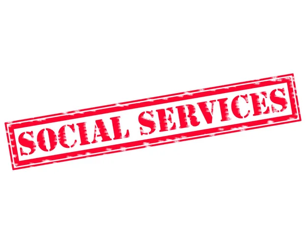 Usługi socjalne czerwony znaczek tekst na białym tła — Zdjęcie stockowe