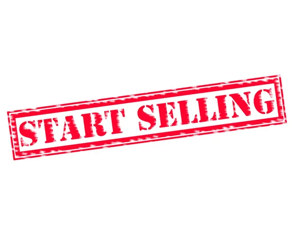 START SELLING RED Stamp Texto em backgroud branco — Fotografia de Stock