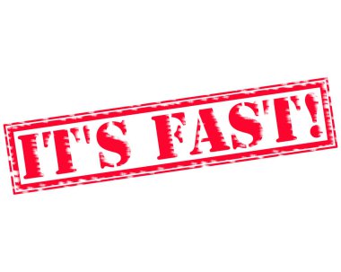 Hızlı! Kırmızı damga metni beyaz kağıt üzerinde