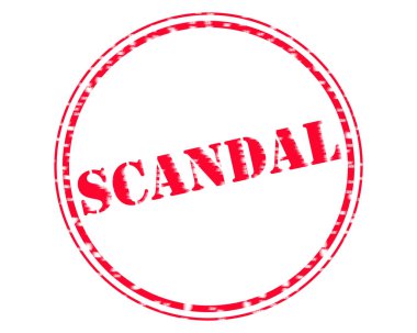 Skandal kırmızı damga metni daire beyaz kağıt üzerinde