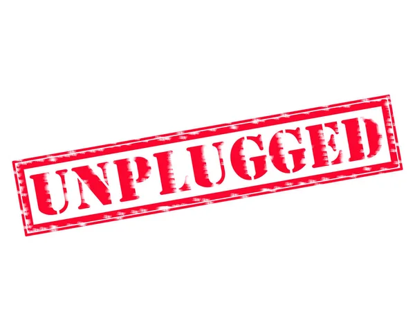 UNPLUGGED RED Stamp Text on white backgroud — Stock Photo, Image