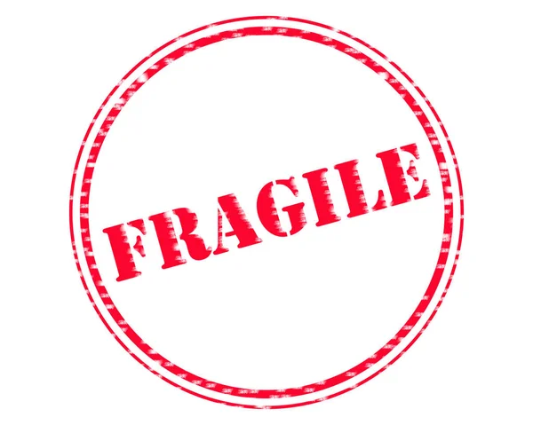 FRAGILE RED Stamp Text on Circle white backgroud — Stock Photo, Image