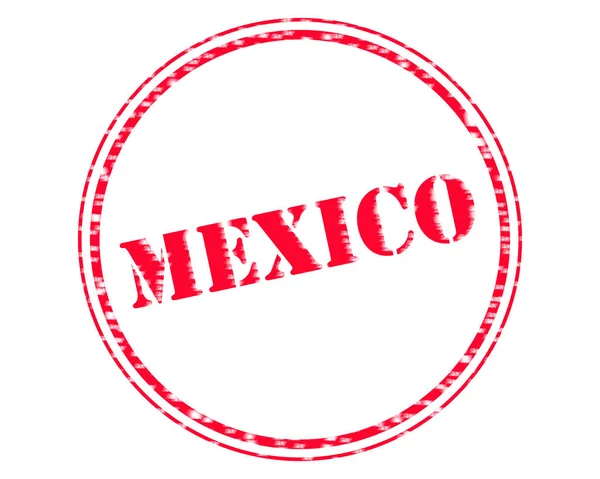MEXIQUE Timbre rouge Texte sur fond blanc cercle — Photo