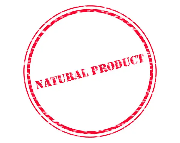 Natuurlijke Product rode stempel tekst op witte cirkel achtergrondgeluid — Stockfoto