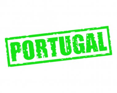 Portekiz yeşil damga metni beyaz kağıt üzerinde