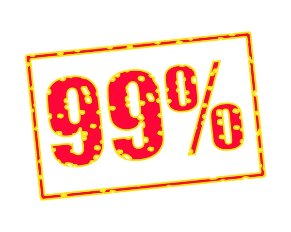 99% rot-gelber Stempeltext auf weißem Hintergrund — Stockfoto