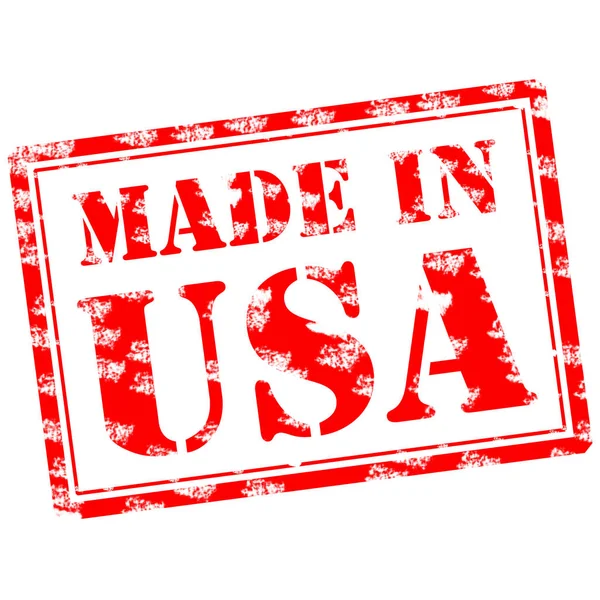 Made in usa Red words scratchs on rectangular frame — Stock Photo, Image