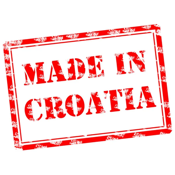 Hecho en Croacia Palabras rojas rasguños en marco rectangular —  Fotos de Stock