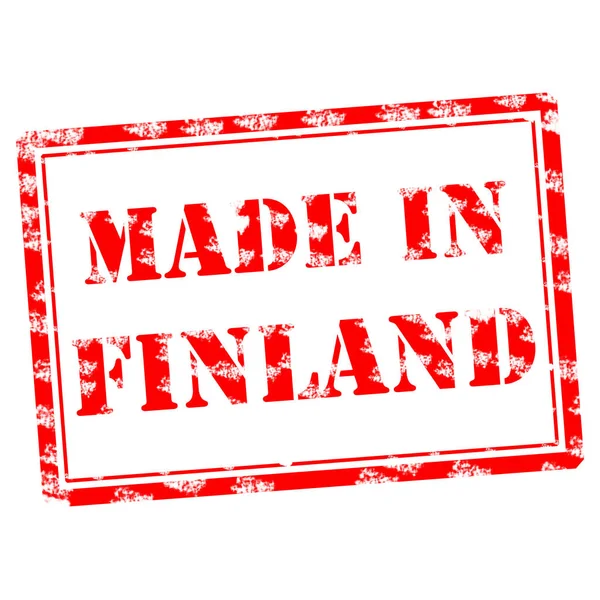 Gyártott-ban Finnországban piros szavak scratchs a téglalap alakú keret — Stock Fotó
