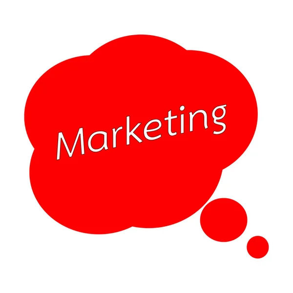 Marketing tekst wit formulering op spraak bubbels rode achtergrond — Stockfoto