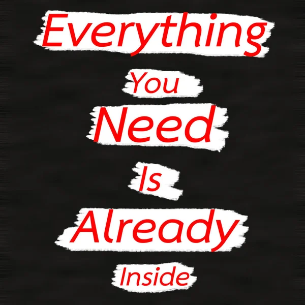 Tudo o que você precisa já é Inside.Creative inspirador Motivação Citação Conceito palavra vermelha sobre fundo de madeira preta . — Fotografia de Stock