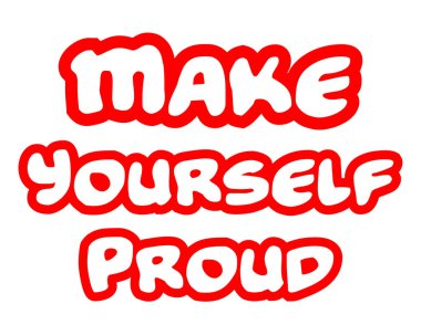 Motivasyon teklif kavramı ilham verici Proud.Creative yara beyaz zemin üzerine kırmızı kelime.