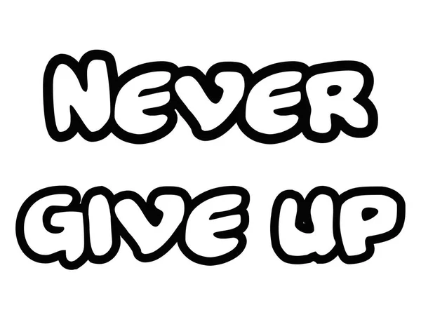 Never give up. Creative Inspiring Motivation Quote Concept Black Word On White Background . — стоковое фото