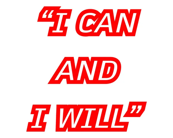Μπορώ και εγώ Will.Creative έμπνευση κίνητρο προσφοράς έννοια λέξη κόκκινο σε λευκό φόντο. — Φωτογραφία Αρχείου