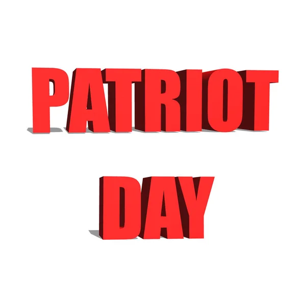 PATRIOT DAY red word on white background illustration 3D rendering